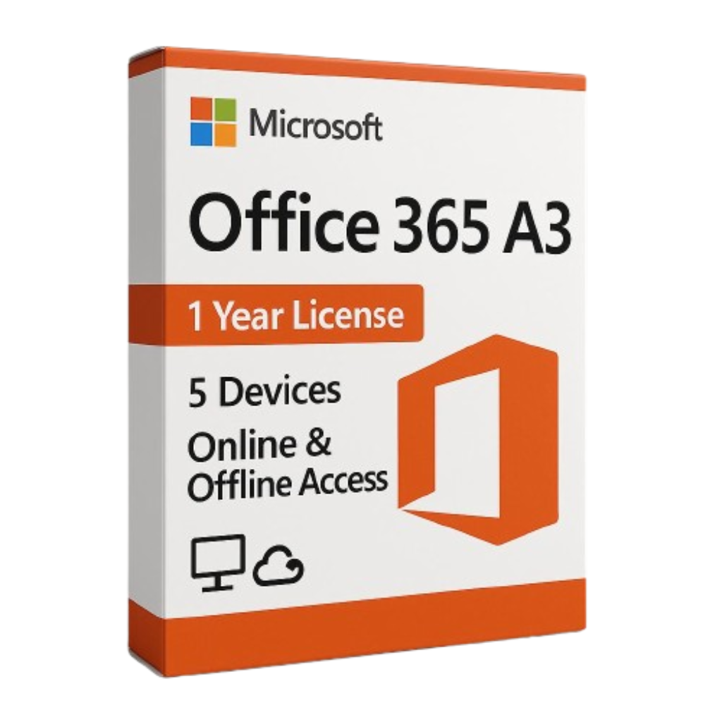 Microsoft Office 365 A3 Account Access - 1 Year / 5 Devices - Online & Offline Access